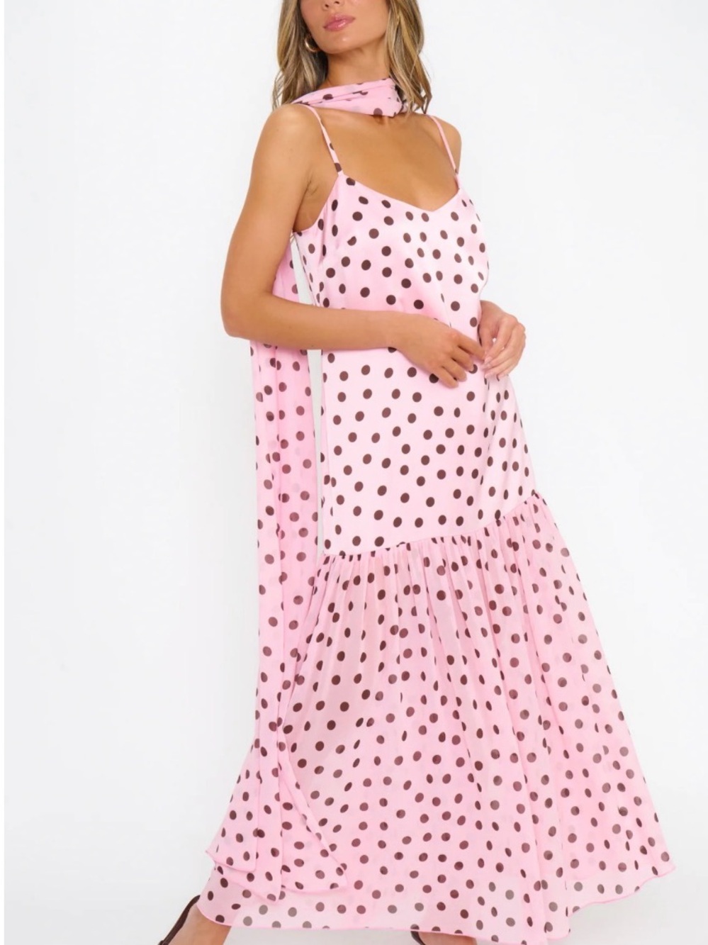 Show Me Your Mumu Dalia Pink Polka Dot Maxi Dress - Picture 2 of 9